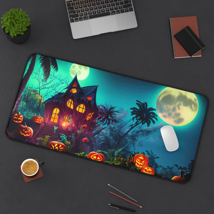 Retro Halloween Desk Mat Tropical Neon Office Desk Accessory Whimsigoth Mouse Pad Spooky Pumpkins Desk Pad XL Gaming Mousepad Unique Gift