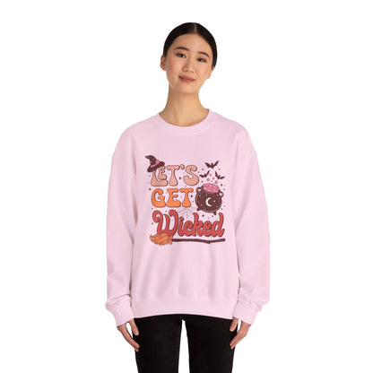 Let's Get Wicked Sweatshirt Funny Halloween Sweater Wicked Sweat Magical Spooky Season Crewneck Retro Halloween Witch Sweatshirt Women Gift