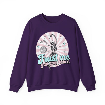 Trust Me You Can Dance Sweatshirt Funny Halloween Sweater Retro Halloween Sweatshirt Spooky Season Gift Dancing Skeleton Groovy Disco Ball