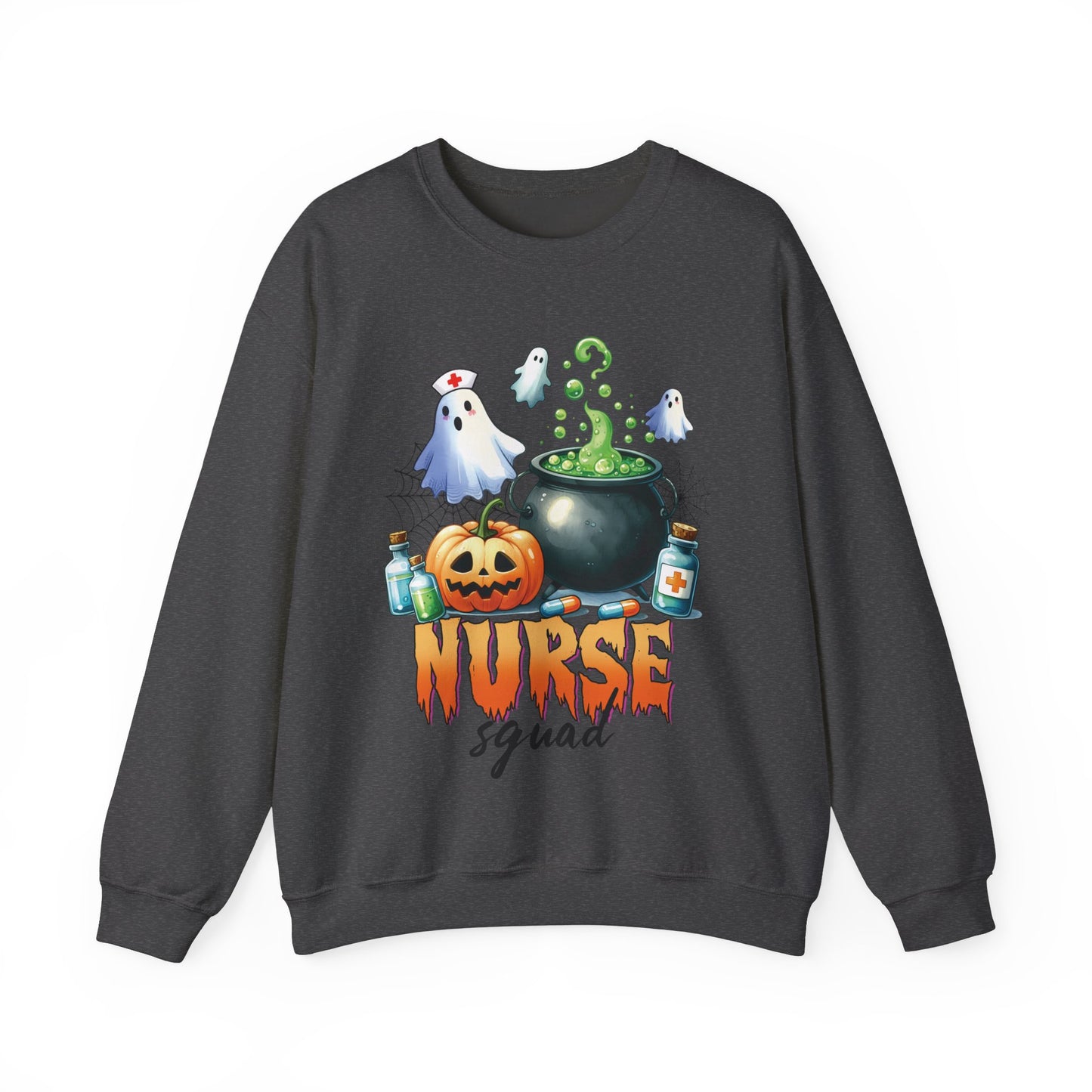 Nurse Squad Halloween Sweatshirt School Nurse Sweater Cute Ghost Nurse Gift Spooky Season Pullover Sweater Boo Ghost Nursing Student Gift