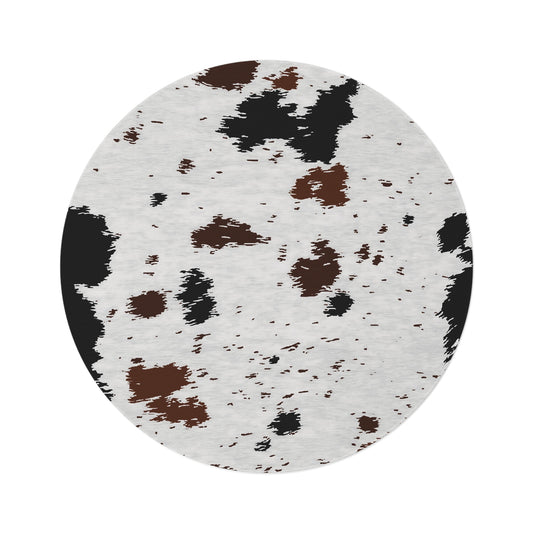 Nguni Cattle Print Round Rug Cow Boy Home Decor Farmer Non Slip Rug Western Carpet Matching Bedroom Living Room Games Room Man Cave Gift