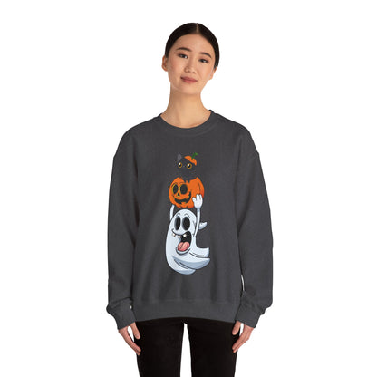 Cute Halloween Sweatshirt Funny Ghost Pumpkin Black Cat Sweater Funny Halloween Sweater Spooky Season Apparel Boo Ghost Fall Spooky Ghost