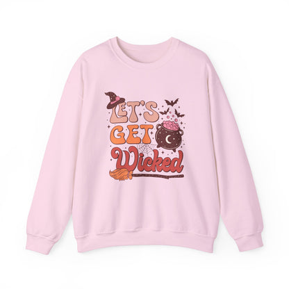 Let's Get Wicked Sweatshirt Funny Halloween Sweater Wicked Sweat Magical Spooky Season Crewneck Retro Halloween Witch Sweatshirt Women Gift