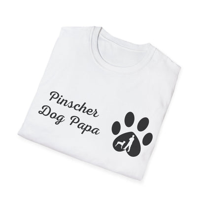 Doggy Dad's T-shirt, "Pinscher Dog Papa", Dog Father's Day Gift, Fur Papa, Unique Men's Apparel Novelty Pet Lover Tee Present