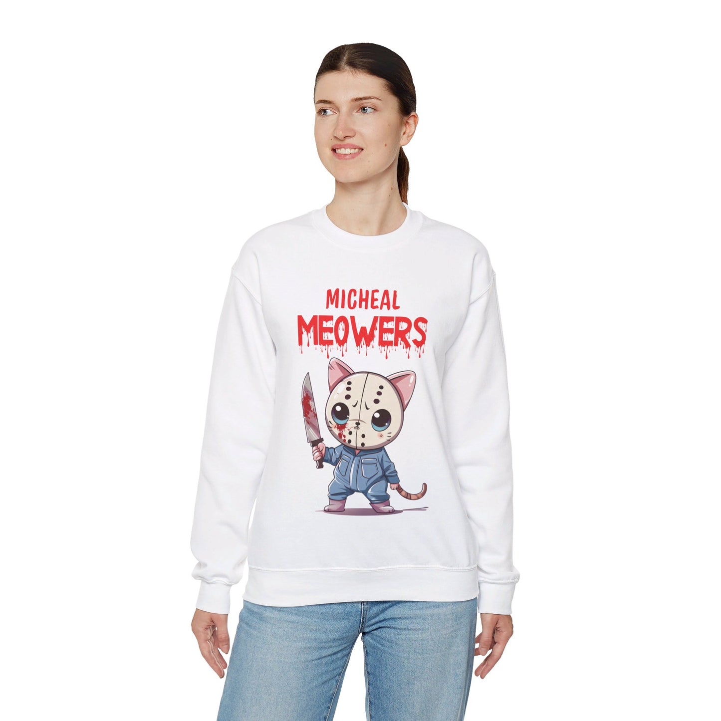 Michael Meowers Sweatshirt Funny Halloween Cat Lover Sweater Horror Character Sweatshirt Horror Movie Addicts Sweater Horror Fan Club Gift