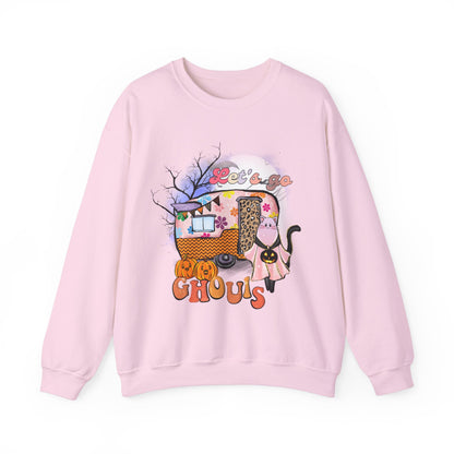 Lets Go Ghouls Sweatshirt Retro Halloween Sweater Funny Cat Halloween Sweat Spooky Season Crewneck Groovy Girls Trip Halloween Party Outfit