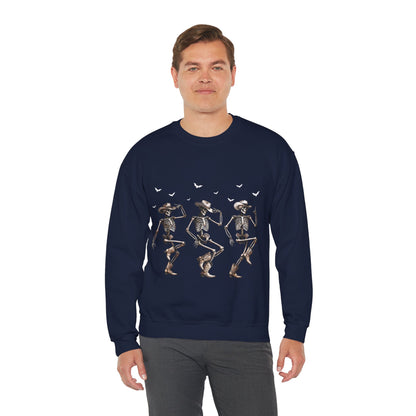 Dancing Skeleton Cowboys Sweatshirt Western Halloween Sweater Line Dancing Skeletons with Boots Cowgirls Pullover Sweater Cowboy Fall Gift 2