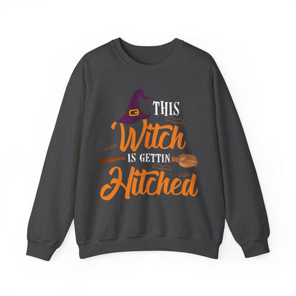 Funny Bachelorette Sweatshirt This Witch Is Getting Hitched Sweater Bachelorette Halloween Themed Party Outfit Bride To Be Halloween Gifts