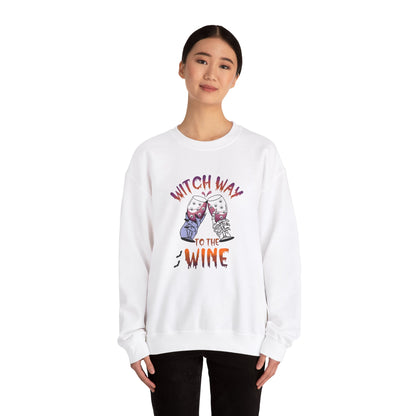 Witch Way To The Wine Sweatshirt Funny Halloween Sweater Halloween Witch Sweatshirt Wine Drinker Gift Halloween Party Spooky Season