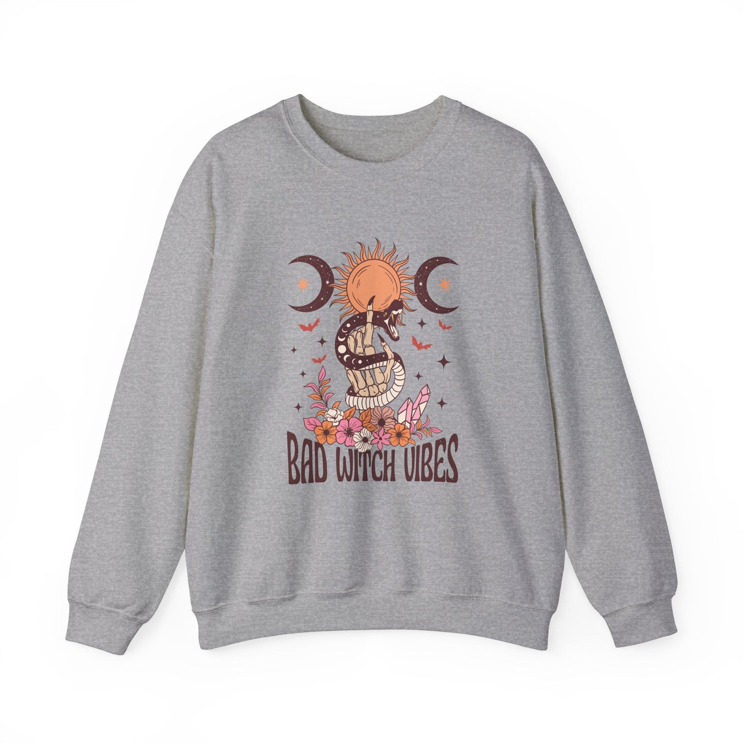 Bad Witch Vibes Sweatshirt Vintage Halloween Sweater Cute Witchy Crewneck Halloween Party Sweatshirt Retro Fall Sweat Witch Halloween Gift