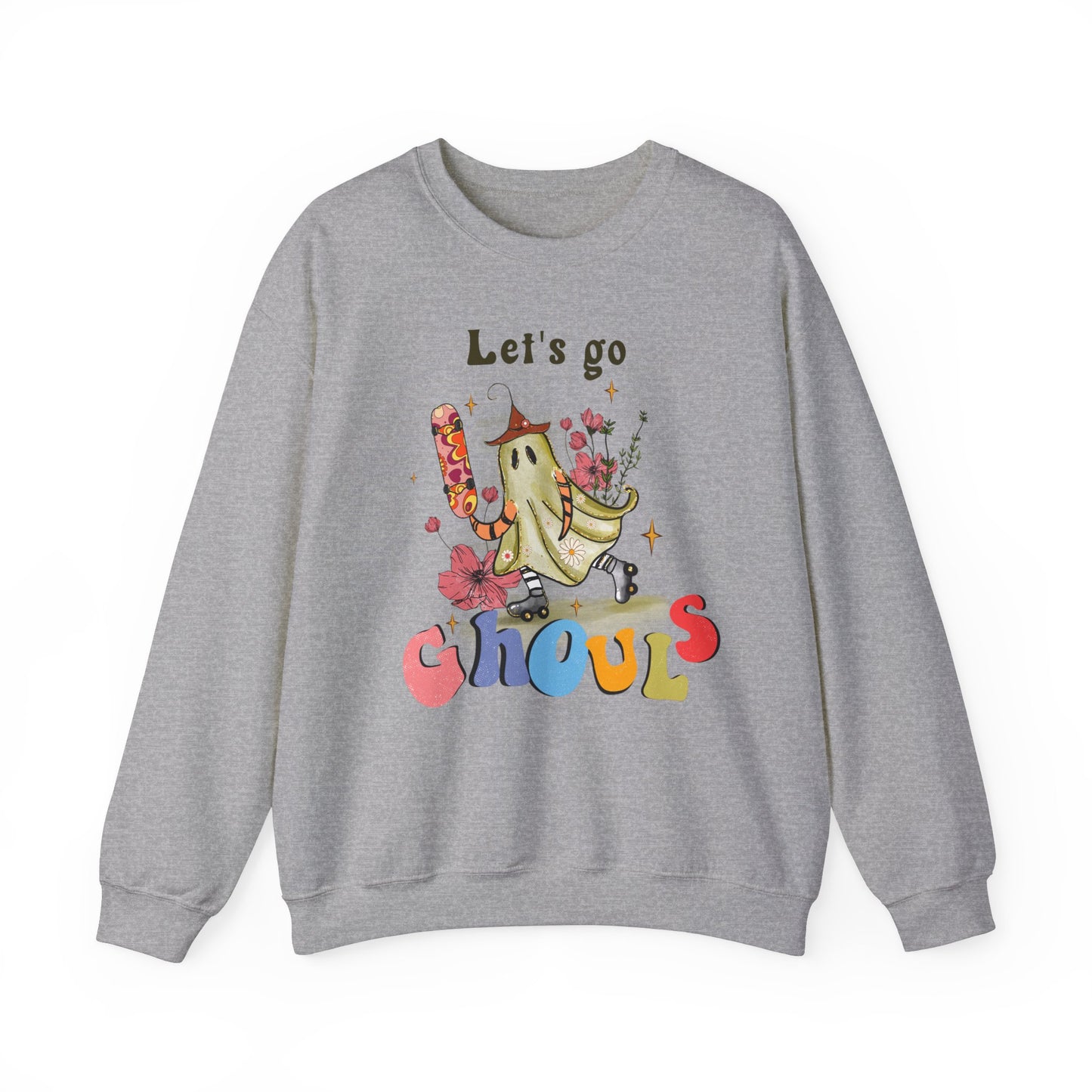 Lets Go Ghouls Sweatshirt Retro Halloween Sweater Funny Halloween Skater Ghost Sweatshirt Spooky Season Groovy Halloween Outfit Funky Women