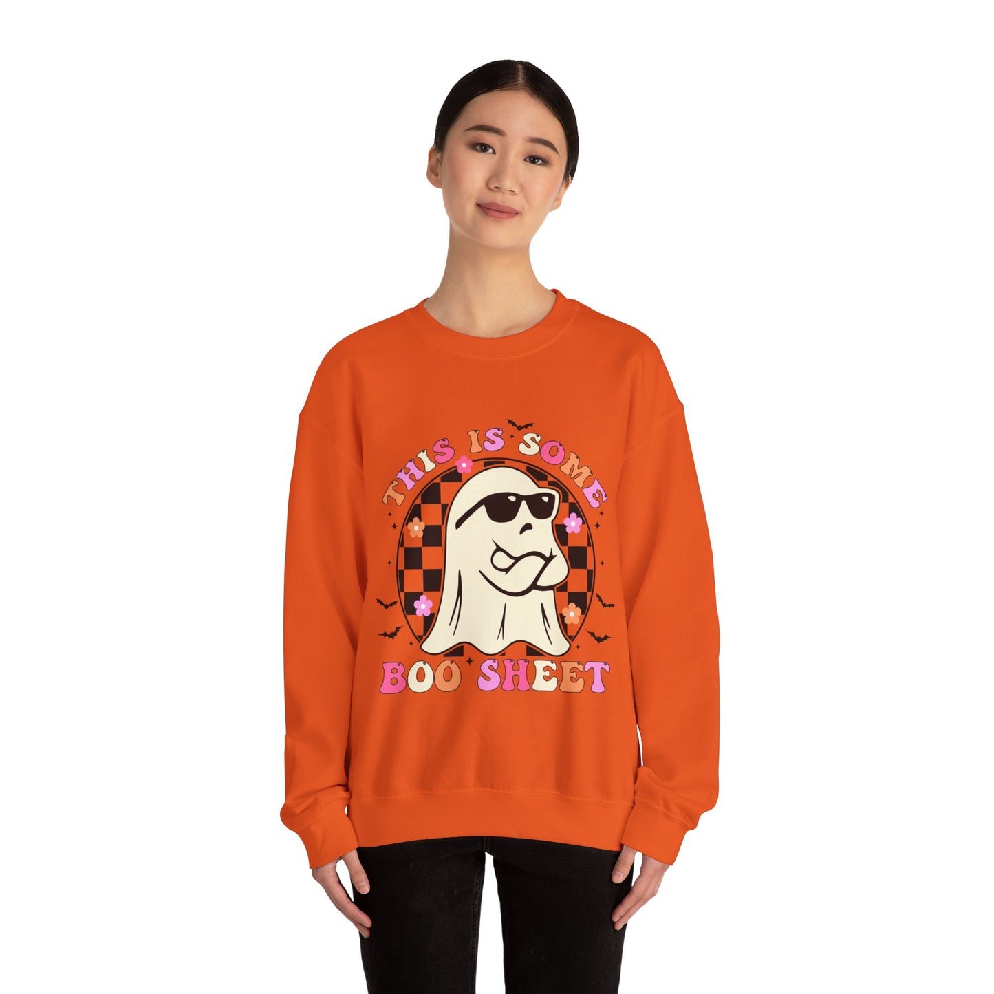 This Is Some Boo Sheet Sweatshirt Retro Groovy Halloween Sweater Funny Sarcastic Boo Sheet Sweat Spooky Season Halloween Sweat Cute Ghost