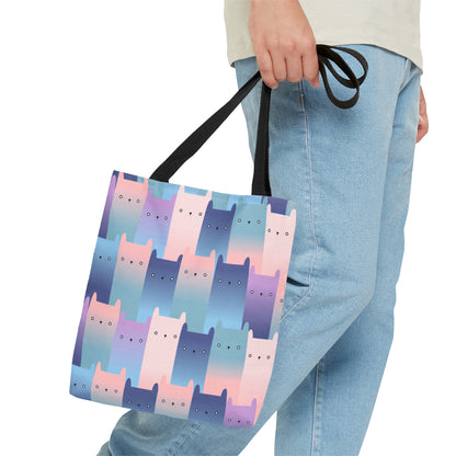 Cat Lovers Aesthetic Tote Bag Pastel Artistic Cartoon Cats Gift All Purpose Casual Shoulder Bag Unique Gift Idea for Cat Mom Feline Art Tote