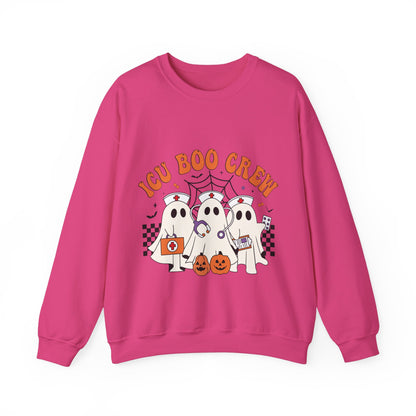 ICU Boo Crew Nurse Sweatshirt Ghost ICU Nurse Halloween Sweatshirt Spooky Season Sweater Boo ICU Nursing Student Gift Nurse Squad Pullover