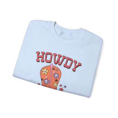 Howdy Halloween Sweatshirt Cowgirl Boots Sweater Retro Halloween Sweatshirt Western Chic Halloween Sweater Cute Fall Crewneck Spooky Season