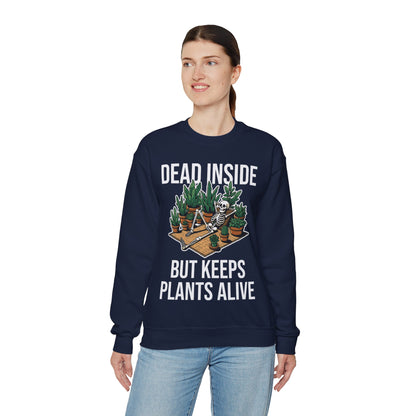 Dead Inside But Keeps Plants Alive Sweatshirt Garden Skeleton Halloween Pullover Sweater Funny Plant Lover Halloween Sweatshirt Plant Lover