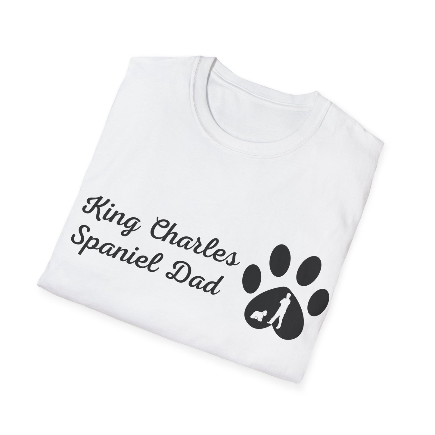 Doggy Dad's T-shirt, "King Charles Spaniel Dad", Dog Father's Day Gift, Fur Papa, Unique Men's Apparel Novelty Pet Lover Tee Present