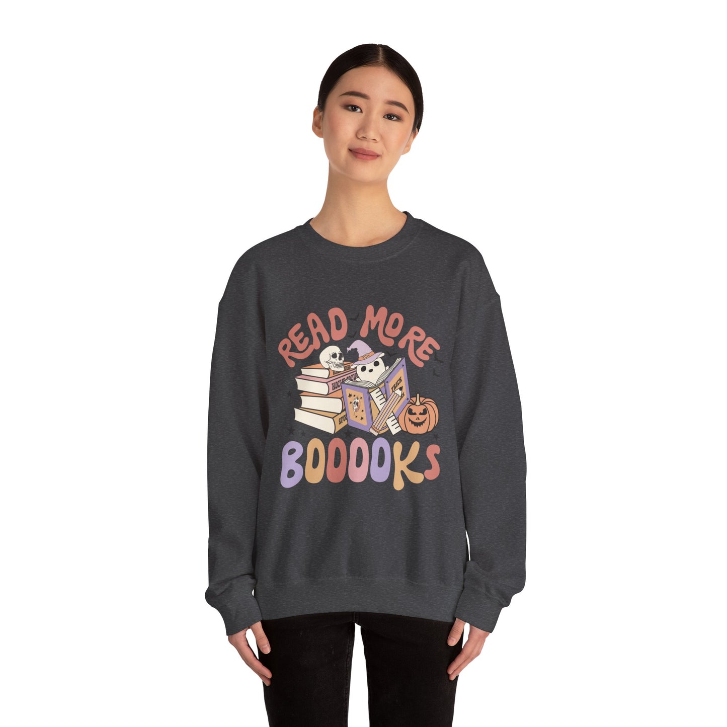 Read More Booooks Sweatshirt Teacher Halloween Sweater Spooky Teacher Sweatshirt Ghost Reading Books Crewneck Bookish Fall Book Lovers Gift