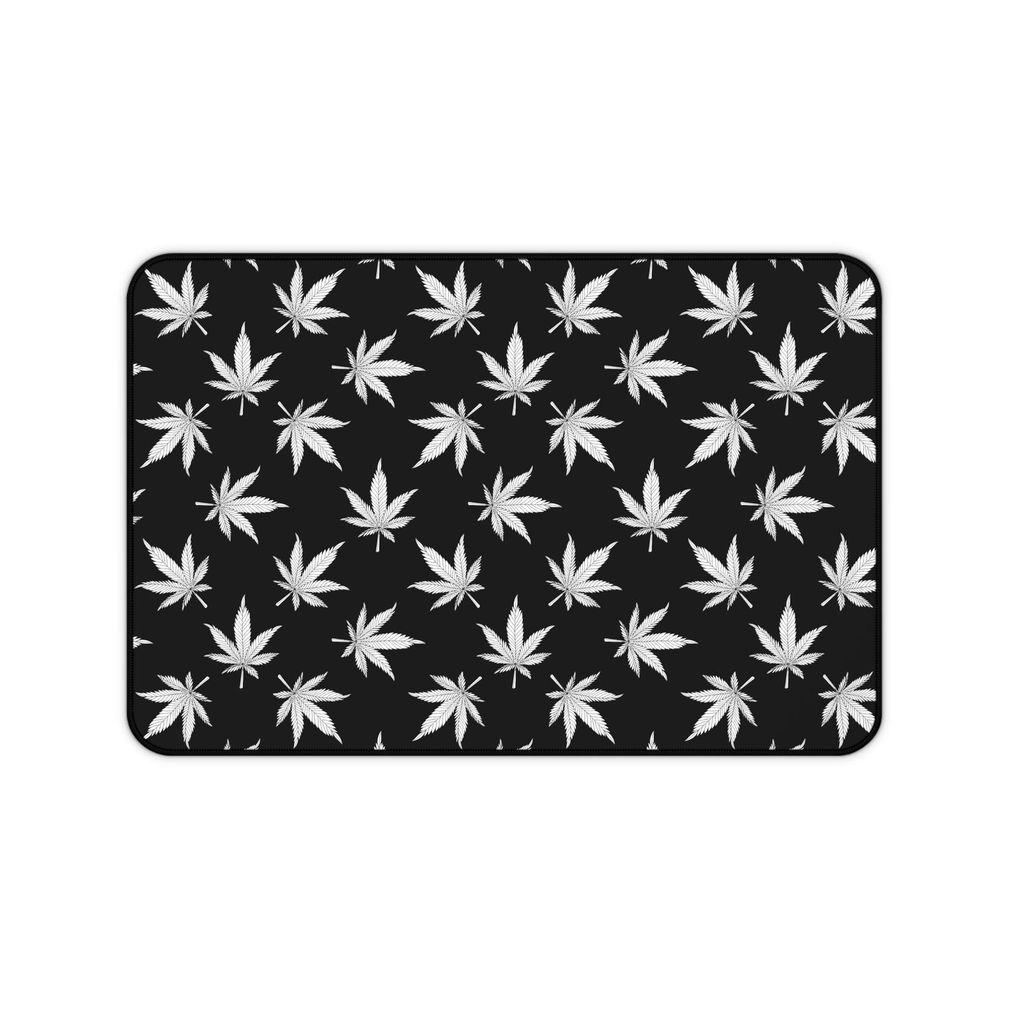 Cannabis Gaming Desk Mat Black White Office Desk Accessory Marijuana Mouse Pad Pot Leaves Desk Pad Weed Large Mousepad XL Unique Gift Men