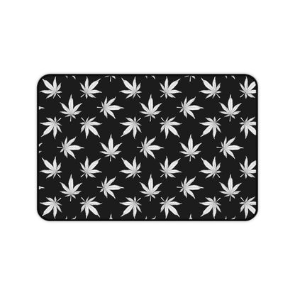 Cannabis Gaming Desk Mat Black White Office Desk Accessory Marijuana Mouse Pad Pot Leaves Desk Pad Weed Large Mousepad XL Unique Gift Men