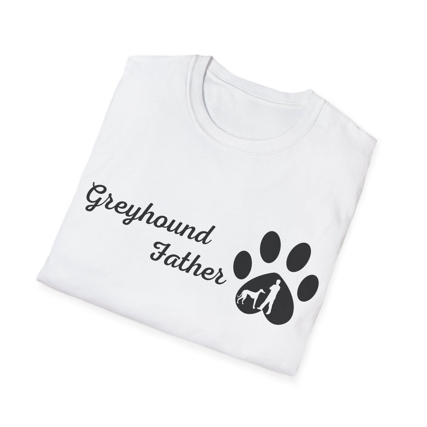 Doggy Dad's T-shirt, "Greyhound Father", Dog Father's Day Gift, Fur Papa, Unique Men's Apparel Novelty Pet Lover Tee Present