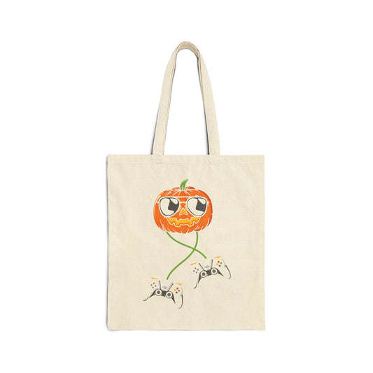 Pumpkin Gaming Controller Halloween Tote Bag Halloween Video Gamer Gift Video Games Candy Bag Spooky Gaming Lover Trick or Treat Canvas Bag