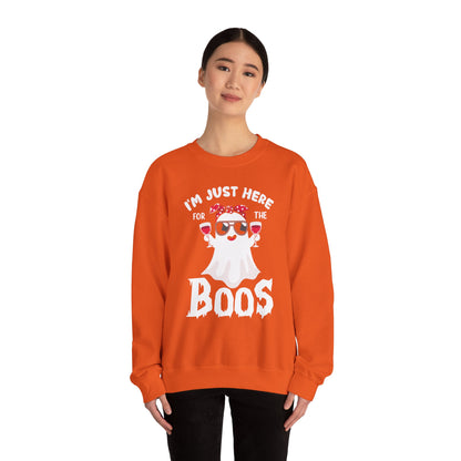 I'm Just Here For The Boos Sweatshirt Funny Halloween Sweater Ghost Holding Wine Sweatshirt Halloween Outfit Spooky Season Wine Lover Gift