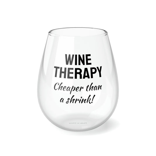 Funny Mother's Stemless Wine Glass,"Wine therapy...",Mother's Day Gift, Best Present for Mom,Christmas,Birthday, Unique Novelty Bar, For Her