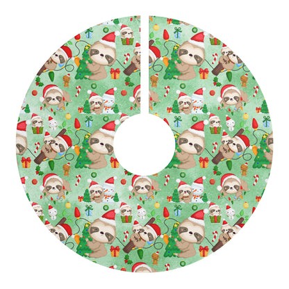 Retro Christmas Sloth Tree Skirt Merry Slothmas Christmas Tree Skirt Fun Whimsy Christmas Tree Holiday Decor Happy Sloth Lover Xmas Animals