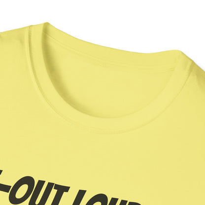 Funny Rugby Dad's Mens Softstyle T-shirt, "Line-out Loud Dad", Father's Day Gift, Humorous Unique Novelty Apparel Tee Present