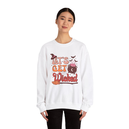 Let's Get Wicked Sweatshirt Funny Halloween Sweater Wicked Sweat Magical Spooky Season Crewneck Retro Halloween Witch Sweatshirt Women Gift