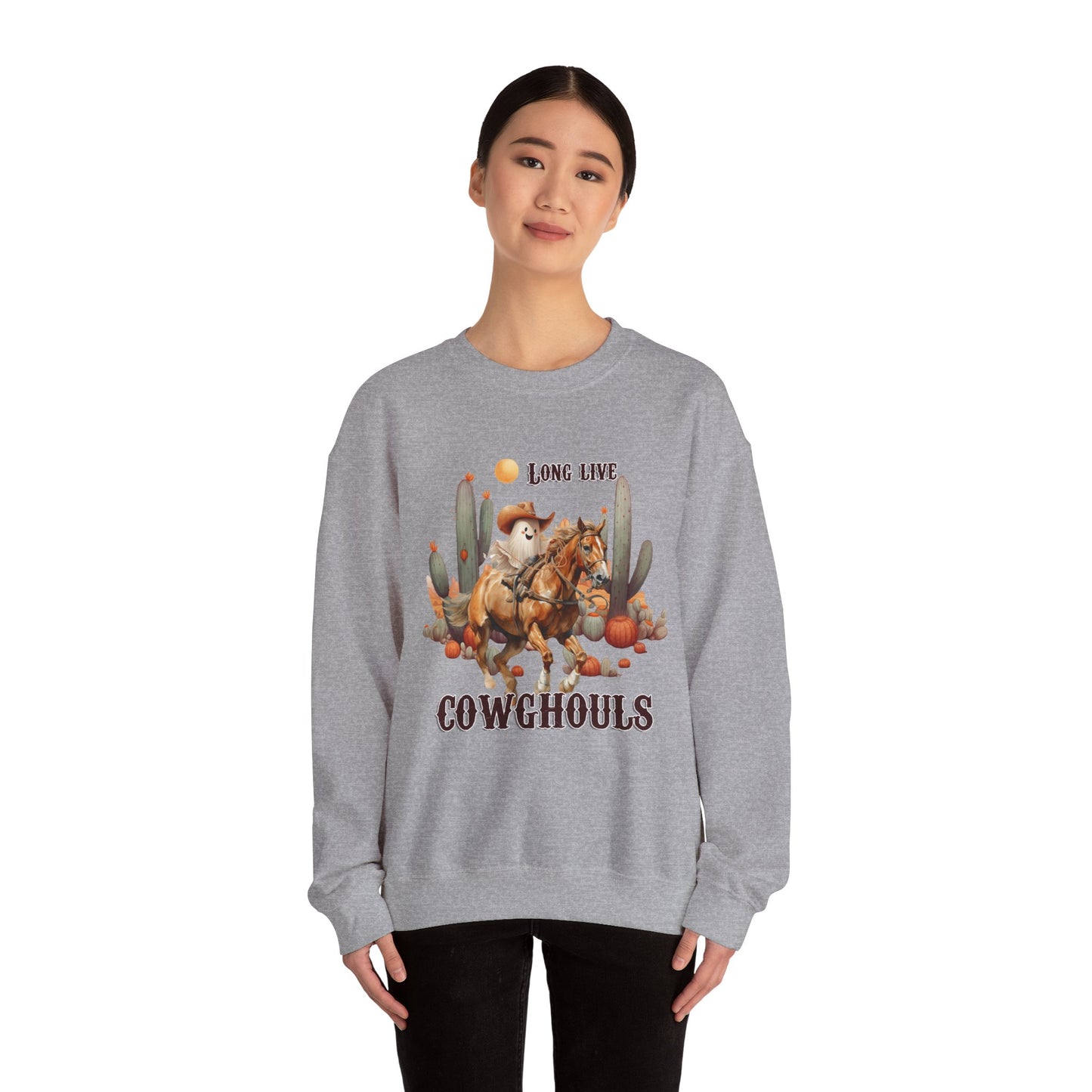 Long Live CowGhouls Sweatshirt Funny Retro Halloween Sweater Vintage Western Halloween Outfit Cowgirl Ghost Sweatshirt Howdy Ghost Crewneck