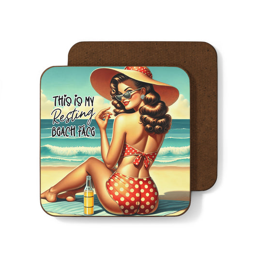 Set of 4 Pin Up Girl Coasters Funny Vintage 1950s Retro Pin Up Beach Girls Fun Square Drink Hardback Coaster Unique Gift for BFF Friends Bar