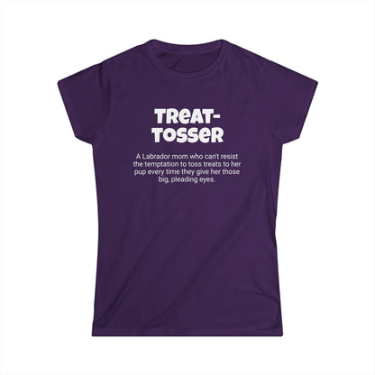 Funny Labrador Mom's Women's Softstyle Tee , "Treat-tosser ", Dog Mother's Day Gift, Ladies Adult Unique Novelty T-shirt