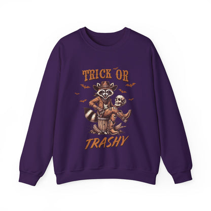 Funny Western Halloween Raccoon Sweatshirt Country Feral Trick Or Trashy Sweater Fun Halloween Trick Or Treat Day Cowboy Raccoon Lover Gift