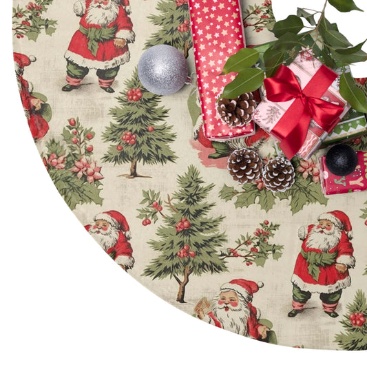 1950s Vintage Santa Christmas Tree Skirt 1950s Santa Xmas Tree Skirt Vintage Xmas Tree Holiday Decor Unique Retro Vintage Christmas Decor