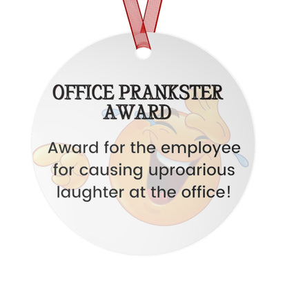 Funny Office Award Metal Ornament Office Prankster Award Funny Coworker Work Party Gift Year End Ornament Office Gift Employee Xmas Ornament