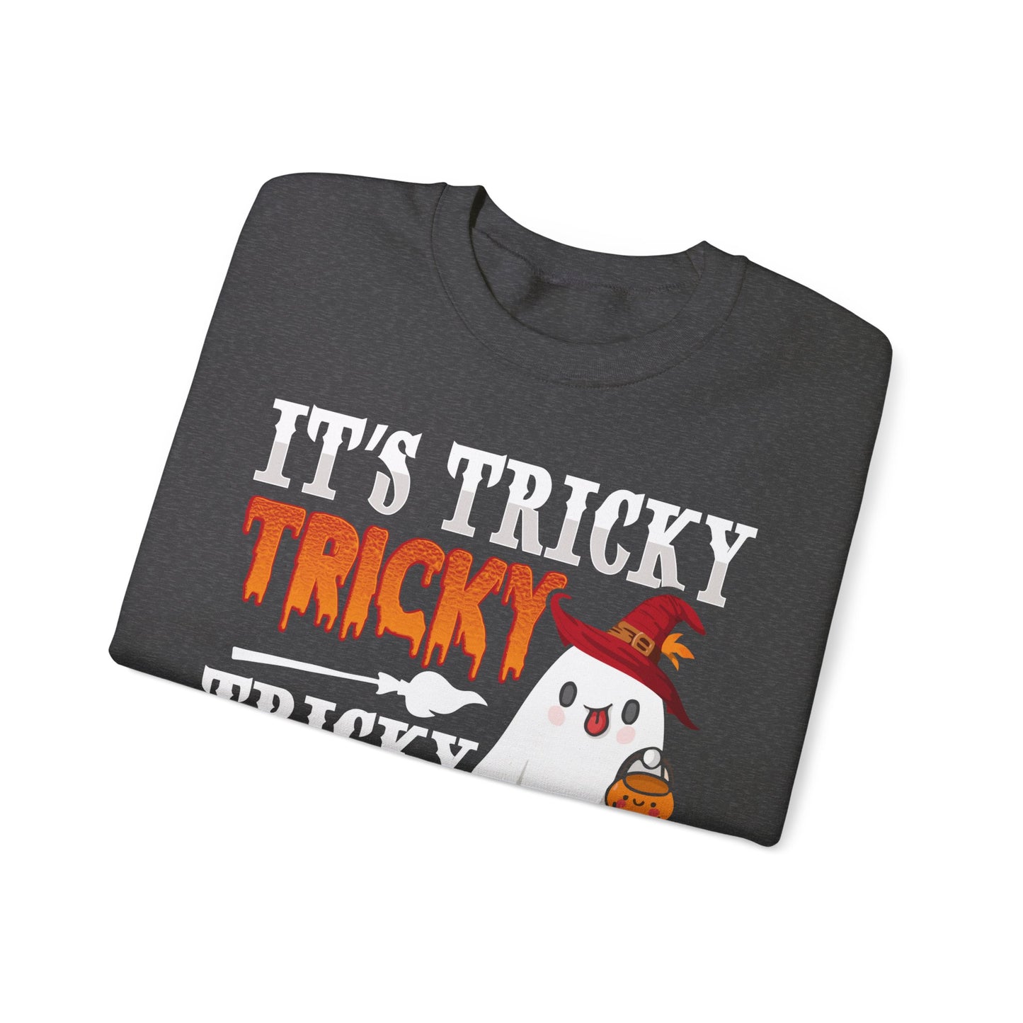 It's Tricky Sweatshirt Trick or Treat Sweater Funny Halloween Sweat Cute Halloween Ghost Crewneck Spooky Season Outfit Tricky Funny Ghost