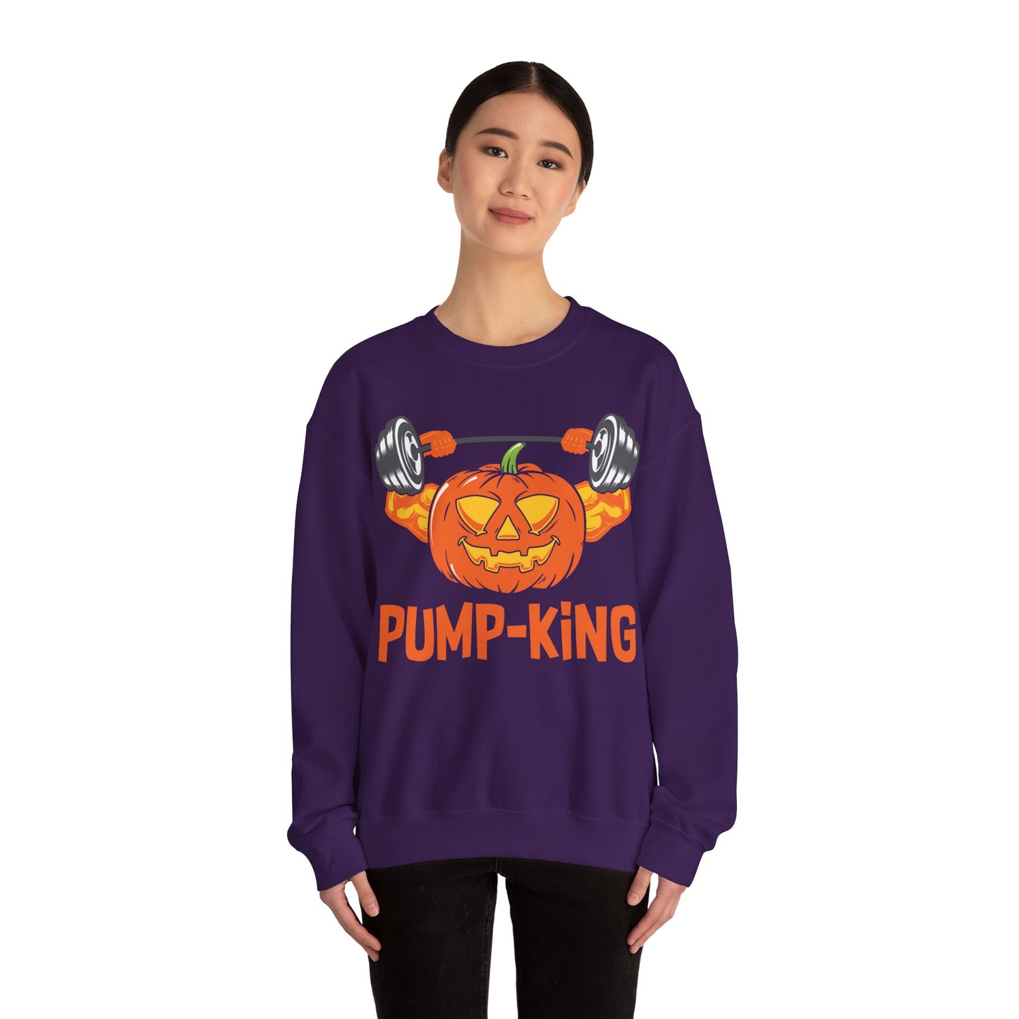 Pump-King Gym Sweatshirt Funny Halloween Sweater Fitness Halloween Sweatshirt Boyfriend Gym Husband Halloween Pumpkin Apparel Novelty Gift