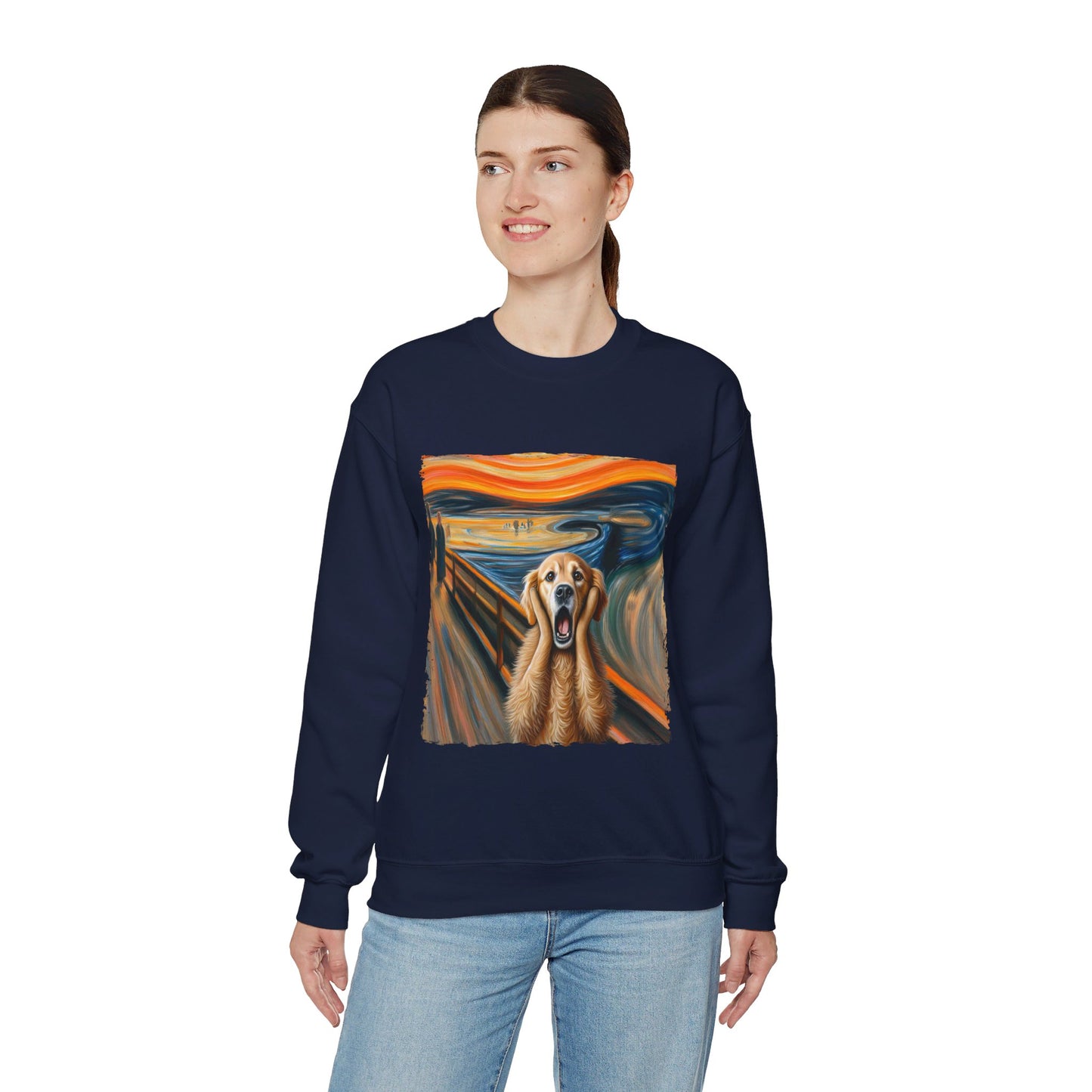 Funny Edvard Munch Dog Sweatshirt Funny The Scream-ing Dog Art Painting Sweater Parody of Edvard Munch Dog Sweater Unique Art Dog Lover Gift