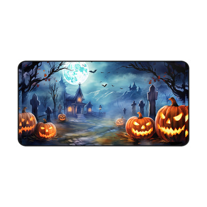 Halloween Desk Mat Haunted Graveyard Office Desk Accessories Creepy Pumpkins Large Mouse Pad Airey Full Moon Desk Pad Spooky Gaming Mousepad