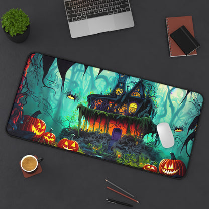 Retro Halloween Desk Mat Creepy Spiders Office Desk Accessory Whimsigoth Mouse Pad Spooky Pumpkins Desk Pad XL Gaming Mousepad Unique Gift