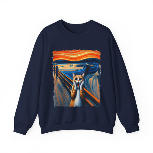 Funny Edvard Munch Cat Sweatshirt Funny The Scream-ing Cat Art Painting Sweater Parody of Edvard Munch Cat Sweater Unique Art Cat Lover Gift