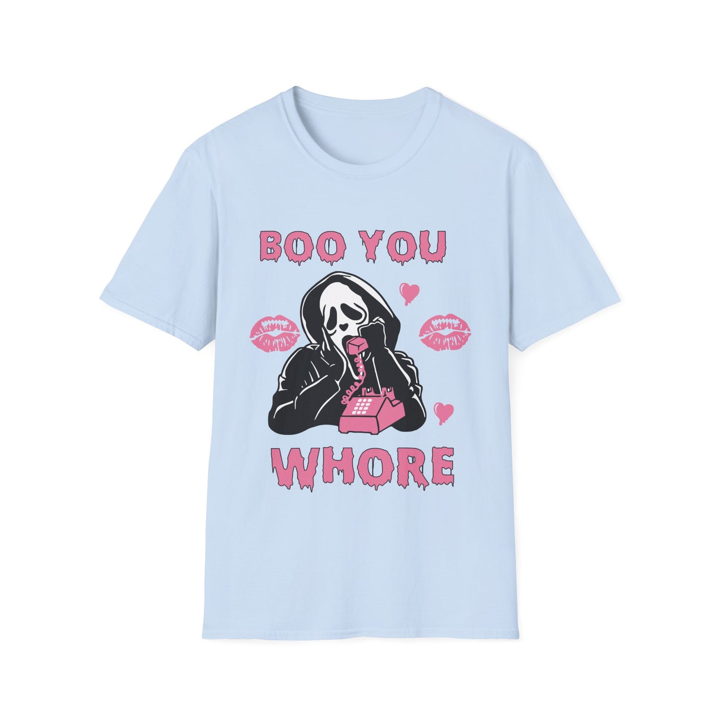 Boo You Whore Unisex T-shirt Funny Halloween T-shirt Spooky Season Tee Shirt Horror Movie Halloween Outfit Ghostface Valentine T-Shirt Gift