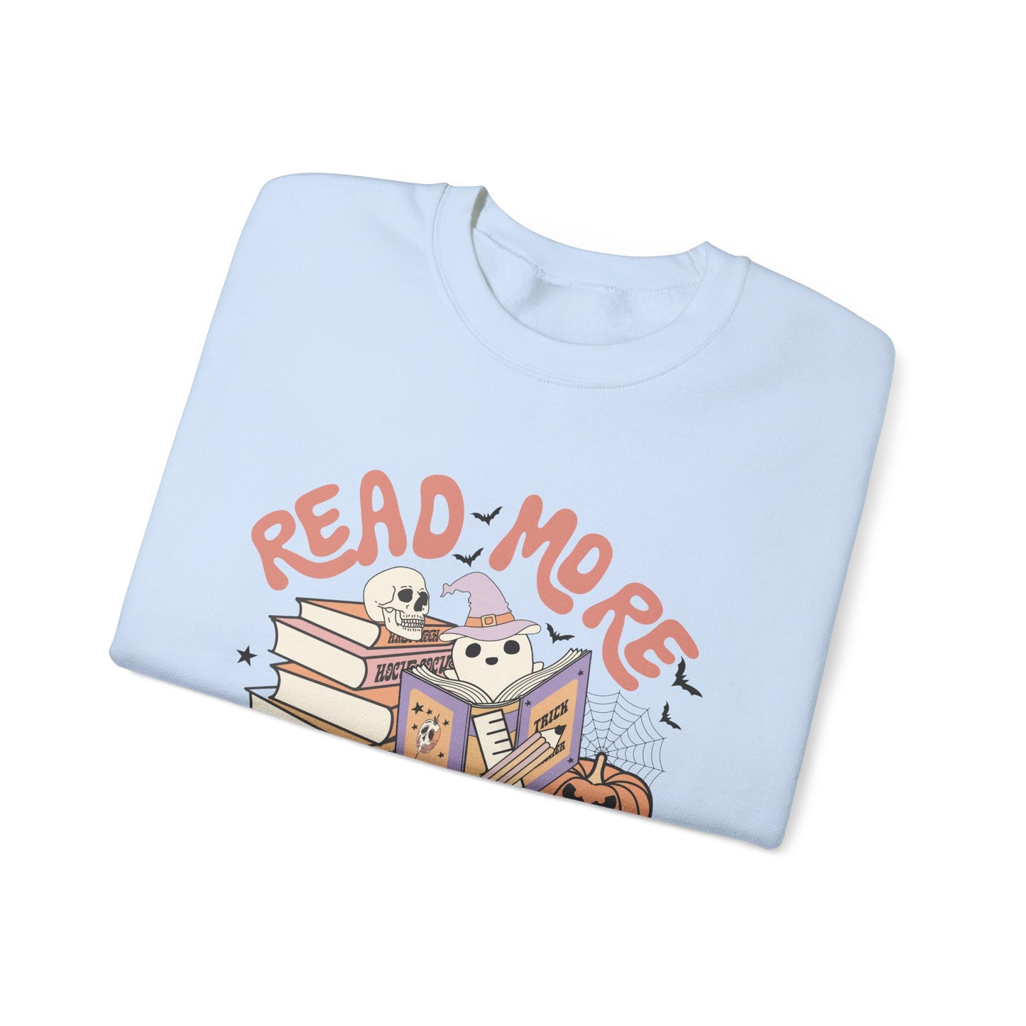 Read More Booooks Sweatshirt Teacher Halloween Sweater Spooky Teacher Sweatshirt Ghost Reading Books Crewneck Bookish Fall Book Lovers Gift