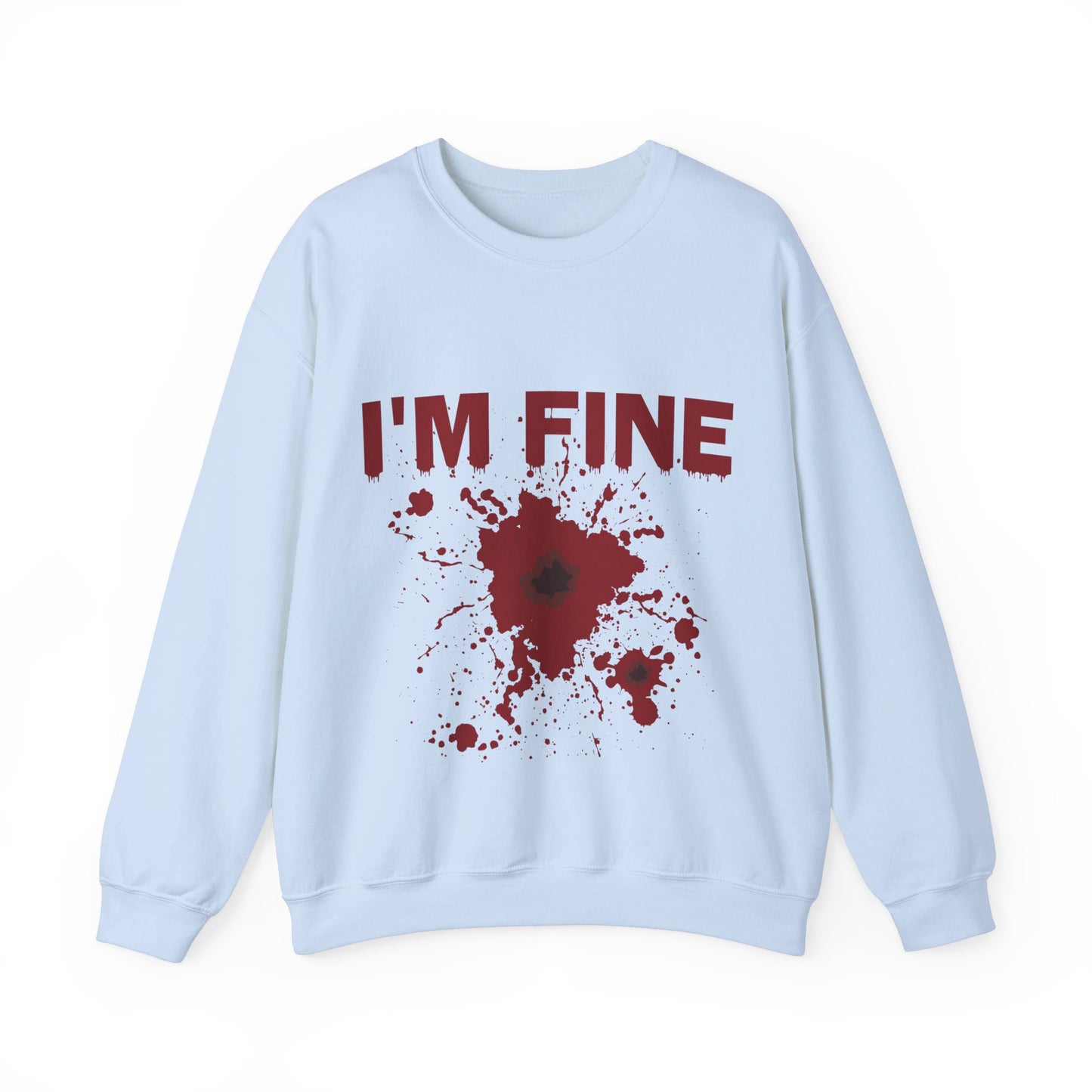 I'm Fine Sweatshirt Bloody Bullet Hole Sweater Funny Halloween Sweatshirt Funny Horror Fan Club Sweater Horror Movie Addict Gift Bloody Tee