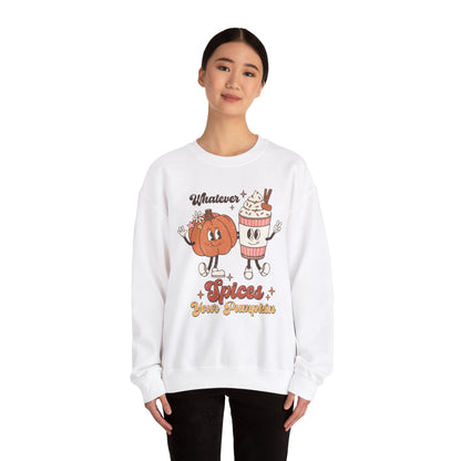 Whatever Spices Your Pumpkin Sweatshirt Funny Fall Sweater Autumn Sweatshirt Retro Fall Vibes Crewneck Cute Pumpkin Spice Sweat Thanksgiving