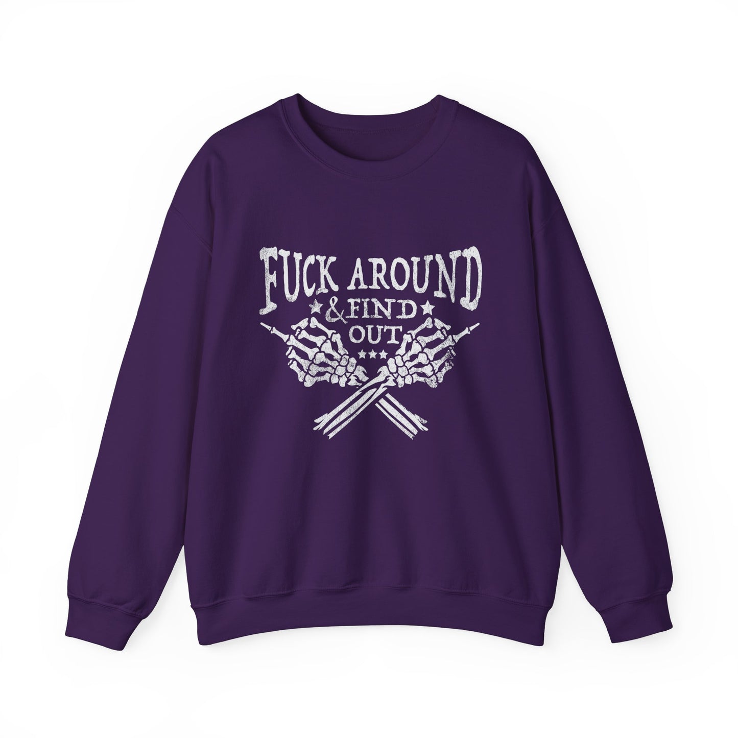 Fuck Around Find Out Sweatshirt Middle Finger Sweater Trendy Humour Sarcastic Saying Funny Halloween Sweater Funny Quote Skeleton Hand Sweat