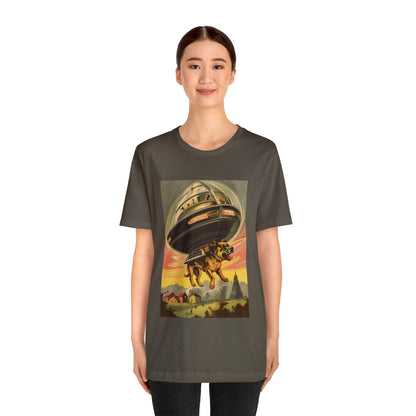 Funny Spaceship Dog UFO Shirts Unique Flying Saucer Retro Vintage Graphic UAP tshirt Galaxy Dog Unisex T-Shirt Dog Lover Tee Weird Cool Gift