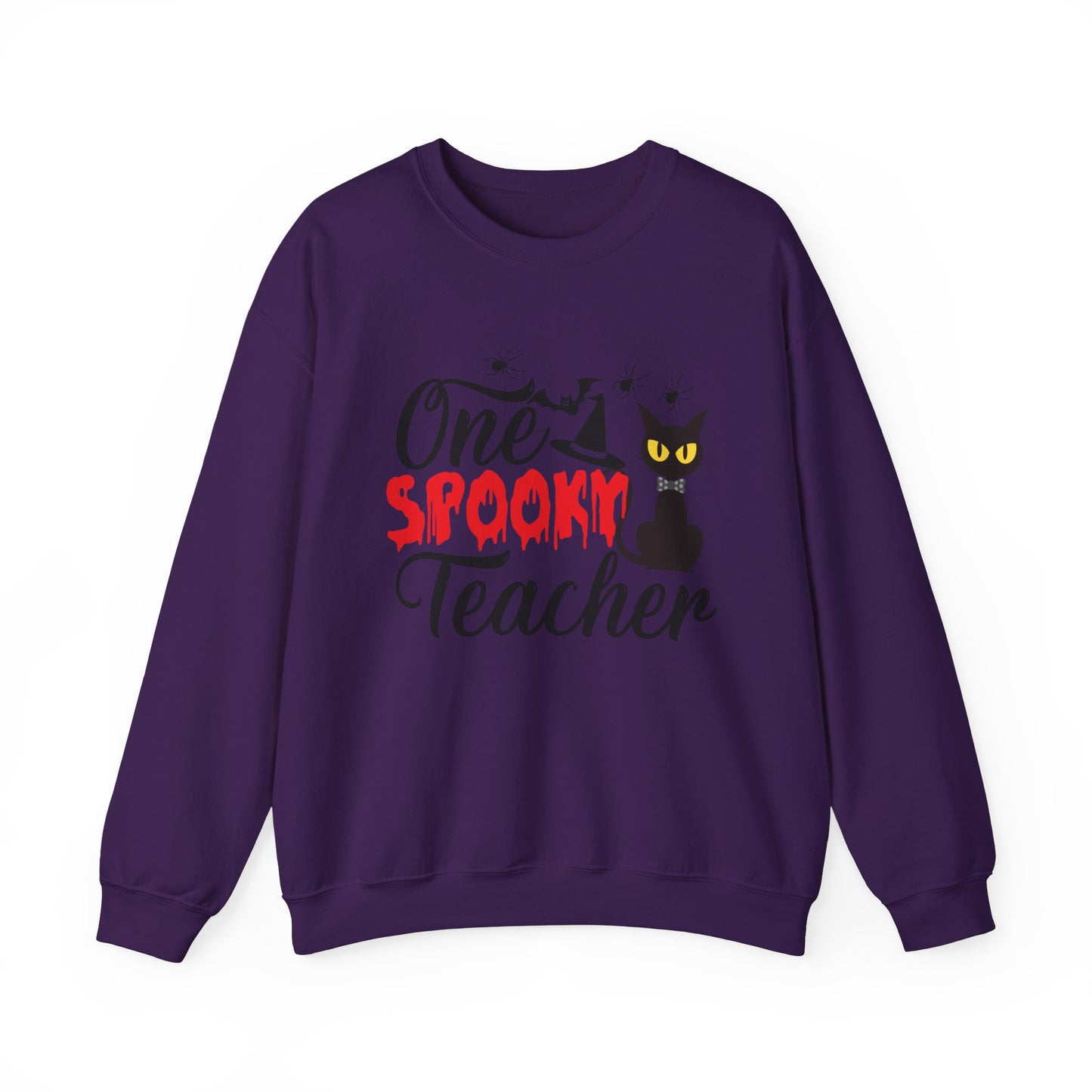 One Spooky Teacher Sweatshirt Cute Spooky Teacher Sweater Retro Teacher Halloween Sweatshirt Black Cat Lover Teacher Sweater Back To School